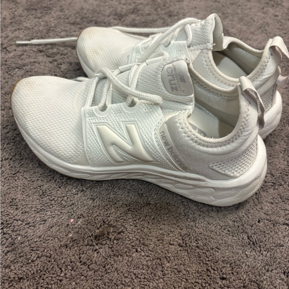 New Balance White Mesh Sneakers